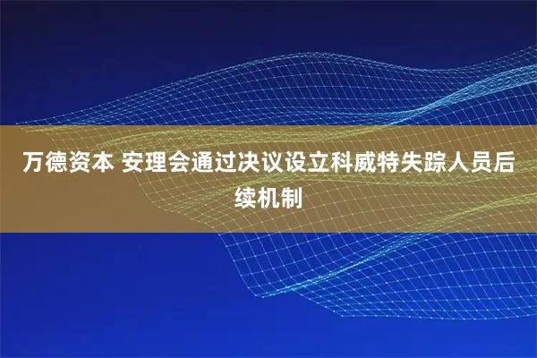 万德资本 安理会通过决议设立科威特失踪人员后续机制