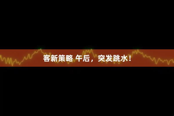 客新策略 午后，突发跳水！