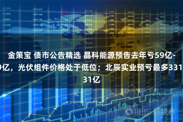 金策宝 债市公告精选 晶科能源预告去年亏59亿-69亿，光伏组件价格处于低位；北辰实业预亏最多331亿